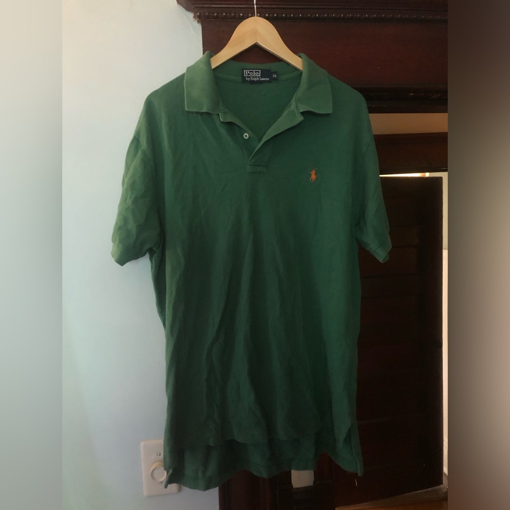 Ralph Lauren Men's Green Polo with Gold Pony Embroidery